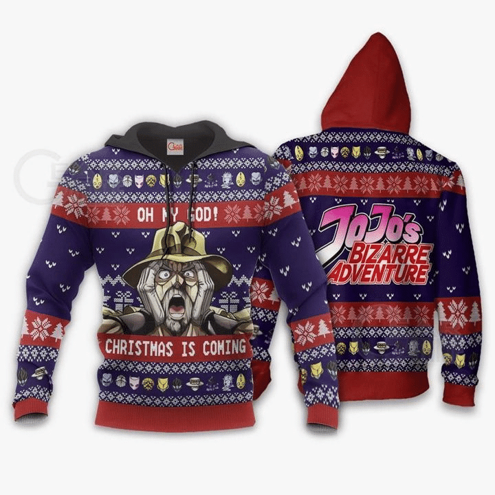 Joseph Joestar Ugly Christmas Oh My God Jojo Anime Manga For Men And Women 3d Hoodie Zip Hoodie Moonbestprint