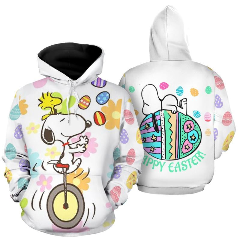 Snoopy The Peanuts, Snoopy And Woodstock Happy Easter Day All Over Print Hoodie, Zip Hoodie Moonbestprint