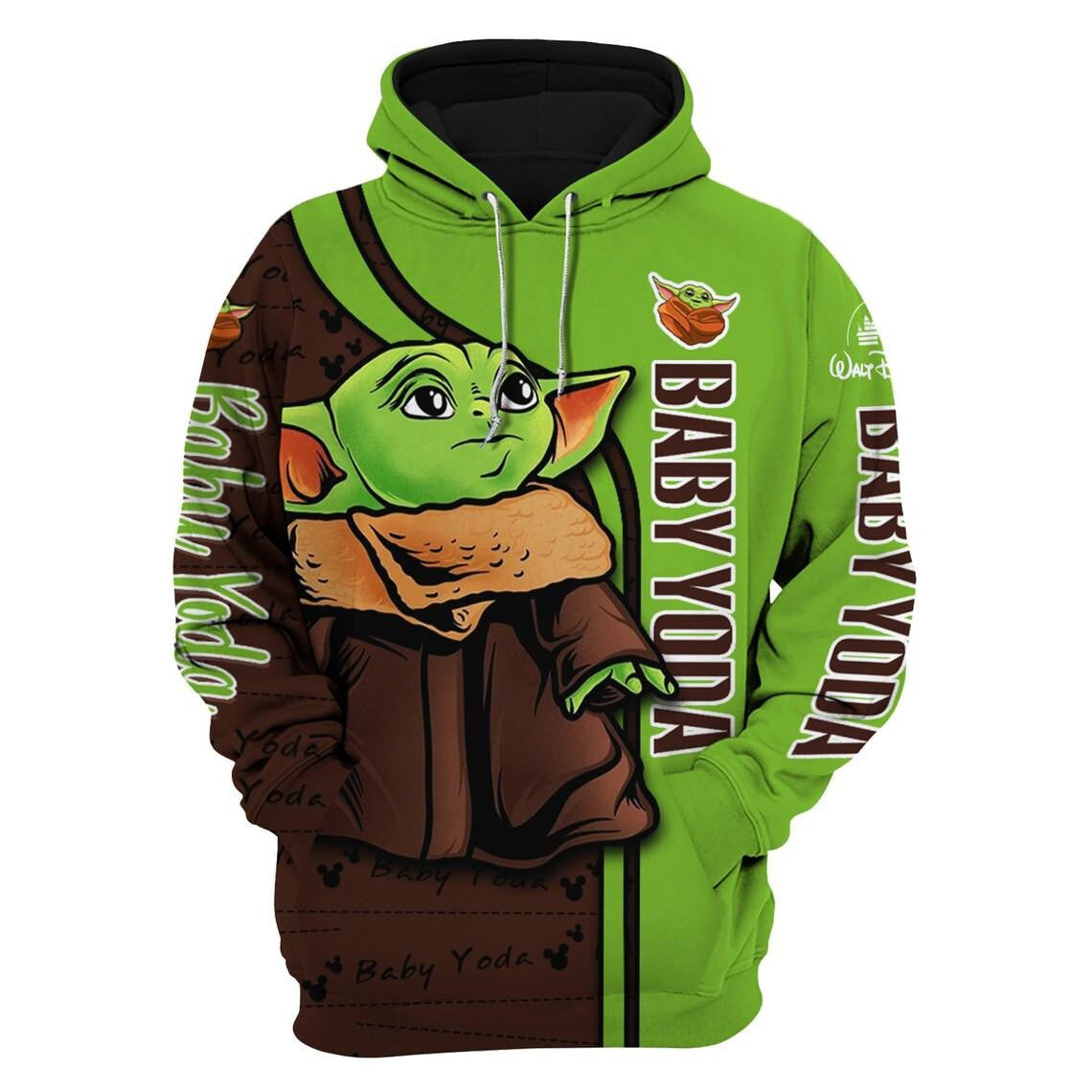 Baby Yoda Fan Gift, Baby Yoda Gift, Stylist Unisex Cartoon Graphic Outfits Aop Hoodie, Zip Hoodie Moonbestprint