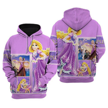 Disney Princess Fan Gift, Purple Rapunzel Tangled Disney Princess All Over Print Hoodie, Zip Hoodie Moonbestprint
