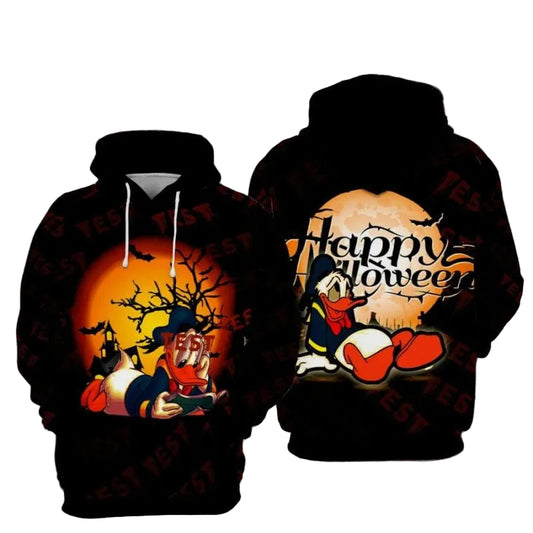 Donald Duck Test Happy Halloween Over Print 3d Hoodie Zip Hoodie Moonbestprint