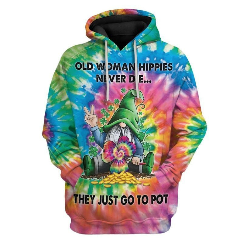 St Patrick's Day Old Woman Never Die Over Print 3d Hoodie Zip Hoodie Moonbestprint