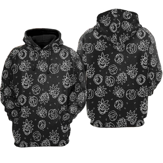 Rick And Morty Doodle Pattern 3d Hoodie 901 Moonbestprint