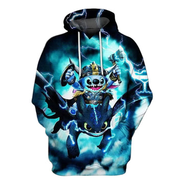 Disney Stitch And Toothless Over Print 3d Hoodie Zip Hoodie Moonbestprint