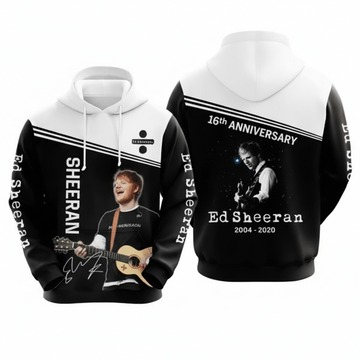 Ed Sheeran 16th Anniversary 2004 2020 Signature Design Gift For Fan Custom 3d Hoodie All Over Printed Hoodie Moonbestprint