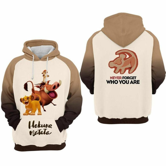 Hakuna Matata Cartoon Lion The King Never Forget Who Are You Over Print 3d Hoodie Zip Hoodie Moonbestprint