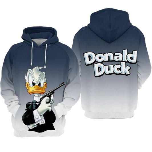 Donald Duck Disney 007 James Bond Over Print 3d Hoodie Zip Hoodie Moonbestprint