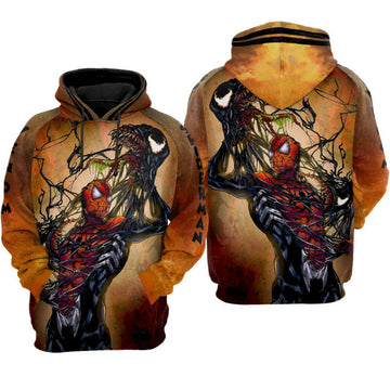Venom Spiderman Marvel Black Red Background Hoodie Zip Hoodie 1 Moonbestprint