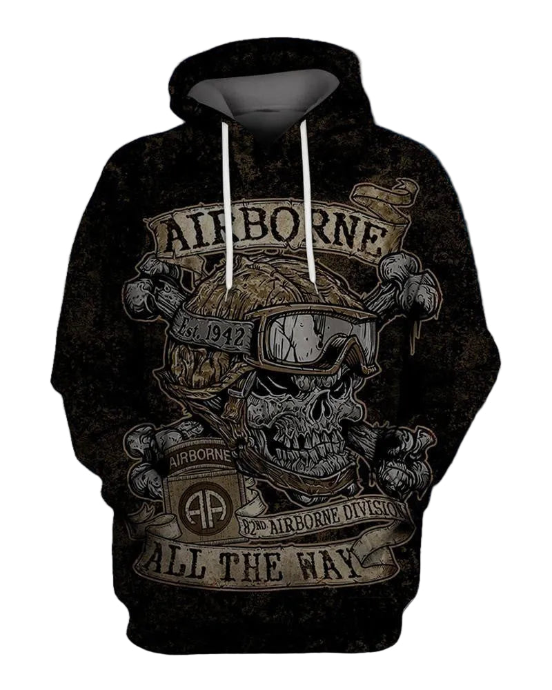 Air Force Veteran Hoodie Airborne Papatrooper All The Way Skull Hoodie Zip Hoodie Moonbestprint