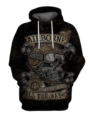 Air Force Veteran Hoodie Airborne Papatrooper All The Way Skull Hoodie Zip Hoodie Moonbestprint
