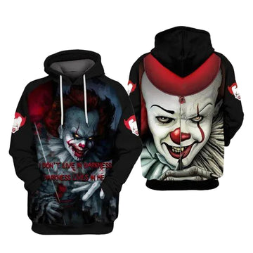Horror Movies Horror Characters Fan It Pennywise Don't Live In Darkness All Over Print Hoodie Moonbestprint
