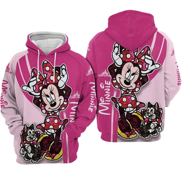 Minnie Mouse And Cat Over Print 3d Hoodie Zip Hoodie Moonbestprint