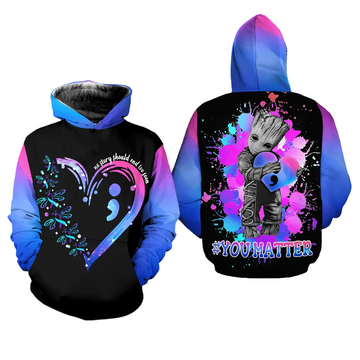 Suicide Awareness, Groot No Story Should End Too Soon All Over Print Hoodie Moonbestprint