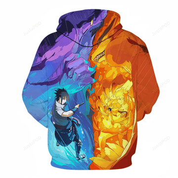 Naruto Uzumaki Naruto &amp; Uchiha Sasuke Anime 3d Hoodie Moonbestprint