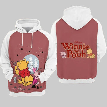 Winnie The Pooh Bear &amp; Piglet Playing Over Print 3d Hoodie Zip Hoodie Moonbestprint