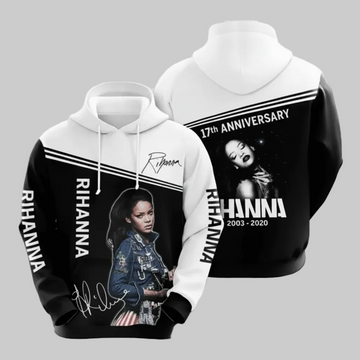 Rihanna 17th Anniversary 2003 2020 Signature Design Gift For Fan Custom 3d Hoodie All Over Printed Hoodie Moonbestprint