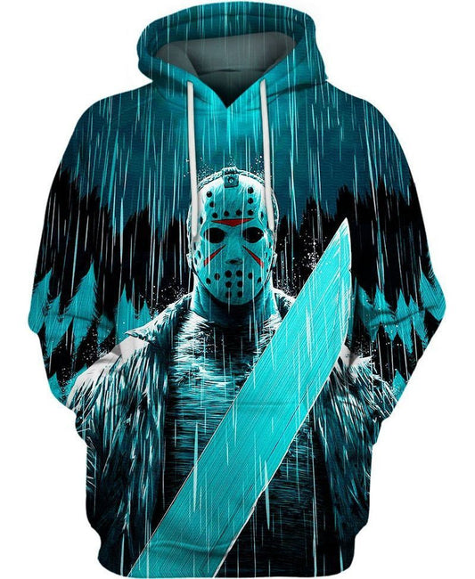 Jason Voorhees Under The Rain Over Print 3d Hoodie Zip Hoodie Moonbestprint
