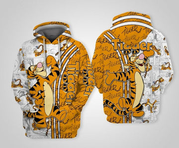 Tigger Winnie The Pooh Disney, Funny Tigger Disney Face, Comic Book Patterns All Over Print Hoodie, Zip Hoodie Moonbestprint