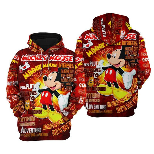 Happy Mickey Mouse Disney Cartoon, Disney Quotes, Mickey Punk Words Pattern All Over Print Hoodie, Zip Hoodie Moonbestprint