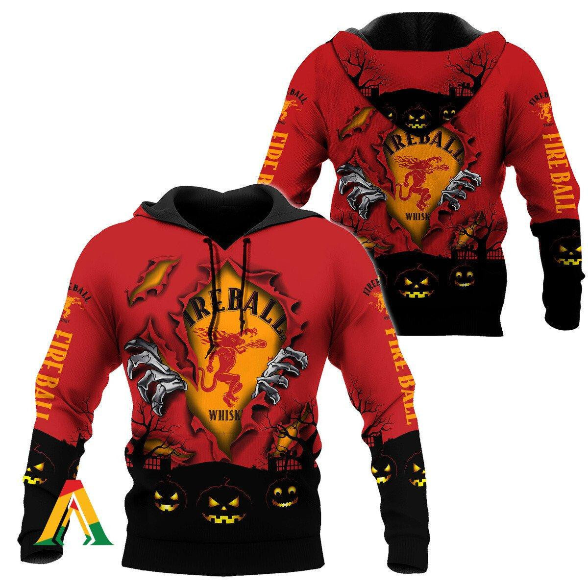 Scary Night Halloween Fireball Whisky Hoodie &amp; Zip Hoodie Moonbestprint