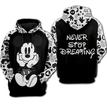 Mickey Mouse Disney Never Syop Dreaming 501 Fan Gift Stylist Unisex Cartoon Graphic Outfits Aop Hoodie Moonbestprint