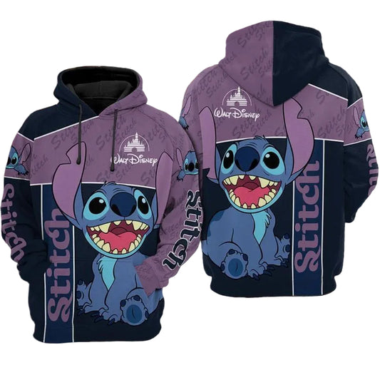 Stitch &amp; Lilo Stitch Pattern Over Print 3d Hoodie Zip Hoodie Moonbestprint
