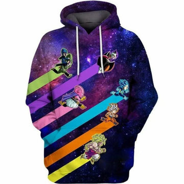 Goku With Broly Majim Boo Cartoon Dragon Ball Anime Manga Over Print 3d Hoodie Zip Hoodie Moonbestprint