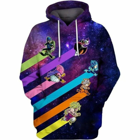 Goku With Broly Majim Boo Cartoon Dragon Ball Anime Manga Over Print 3d Hoodie Zip Hoodie Moonbestprint