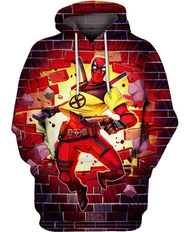 Marvel Hoodie Deadpool X-men Trainee Breaks The Wall 3d Hoodie Zip Hoodie Moonbestprint