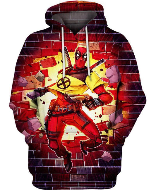 Marvel Hoodie Deadpool X-men Trainee Breaks The Wall 3d Hoodie Zip Hoodie Moonbestprint