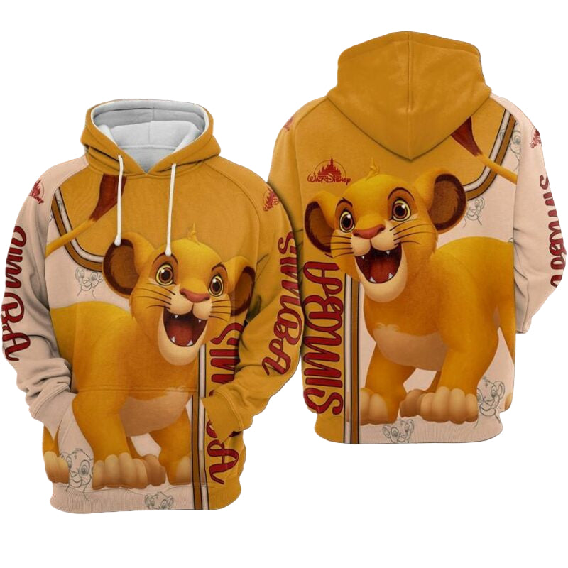 Simba Cartoon The Lion King Disney Over Print 3d Hoodie Zip Hoodie Moonbestprint
