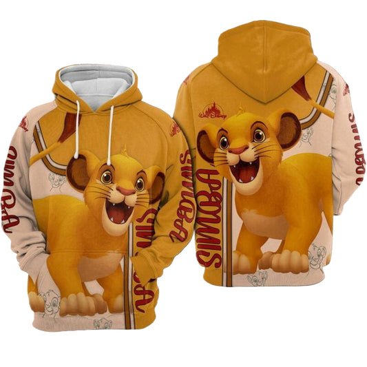 Simba Cartoon The Lion King Disney Over Print 3d Hoodie Zip Hoodie Moonbestprint