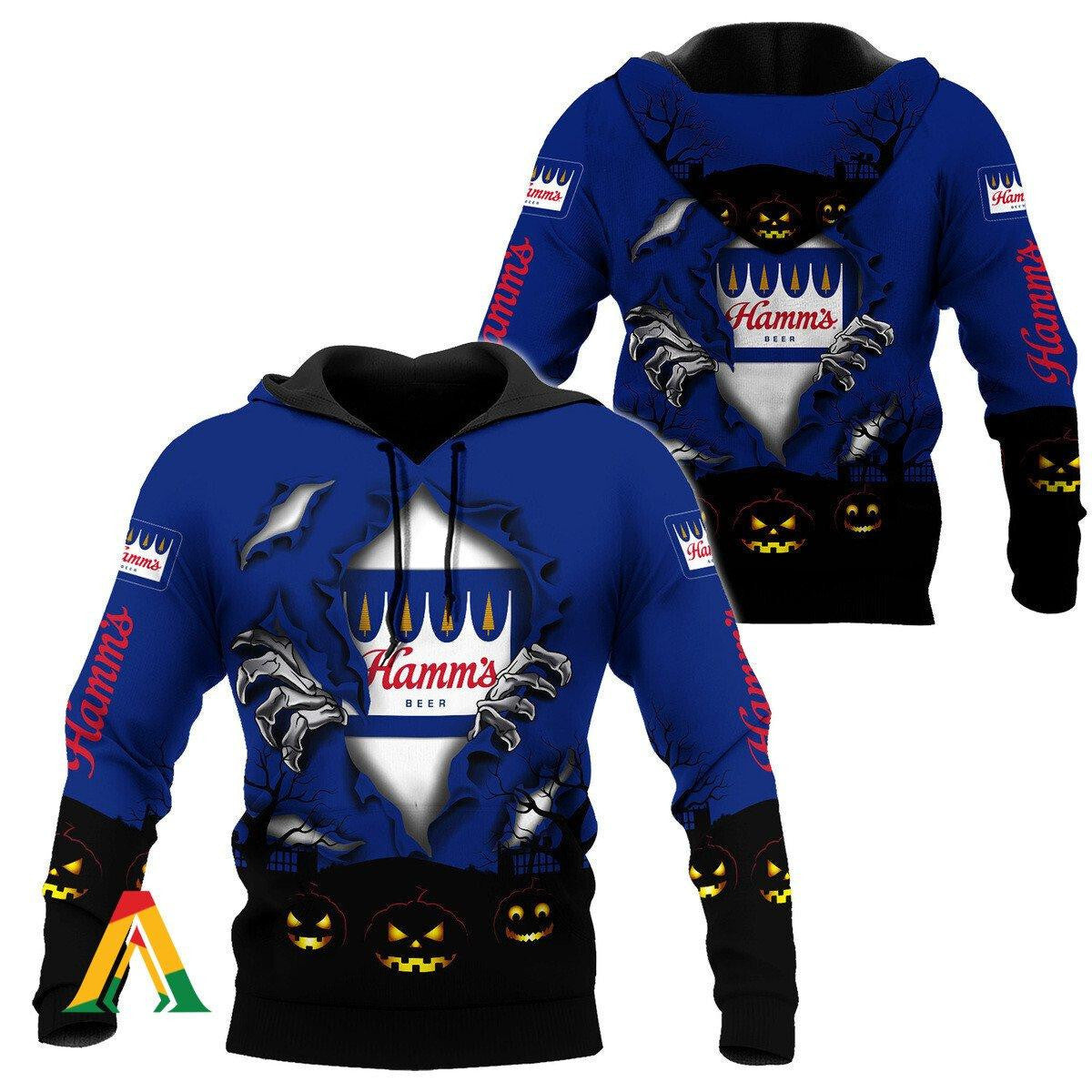 Scary Night Halloween Hamm's Beer Hoodie &amp; Zip Hoodie Moonbestprint