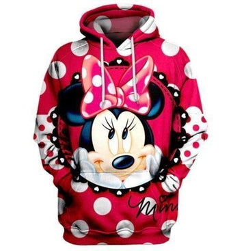 Minnie Cute Face White Dots Pink 3d Hoodie Zip Hoodie Moonbestprint