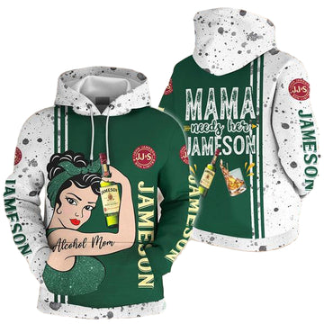 Alcohol Mom, Jameson Lover Gift, Mama Needs Her Jameson, Mother's Day Gift All Over Print Hoodie, Zip Hoodie 15 Moonbestprint