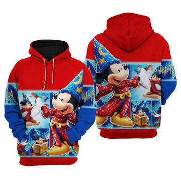 Magic Mickey Mouse, Disney Fantasia Mickey Mouse Cartoon Fan Gift All Over Print Hoodie, Zip Hoodie Moonbestprint