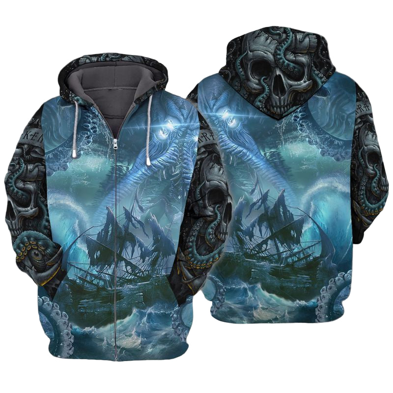 Kraken Skull For Men And Women 3d Hoodie Zip Hoodie Moonbestprint