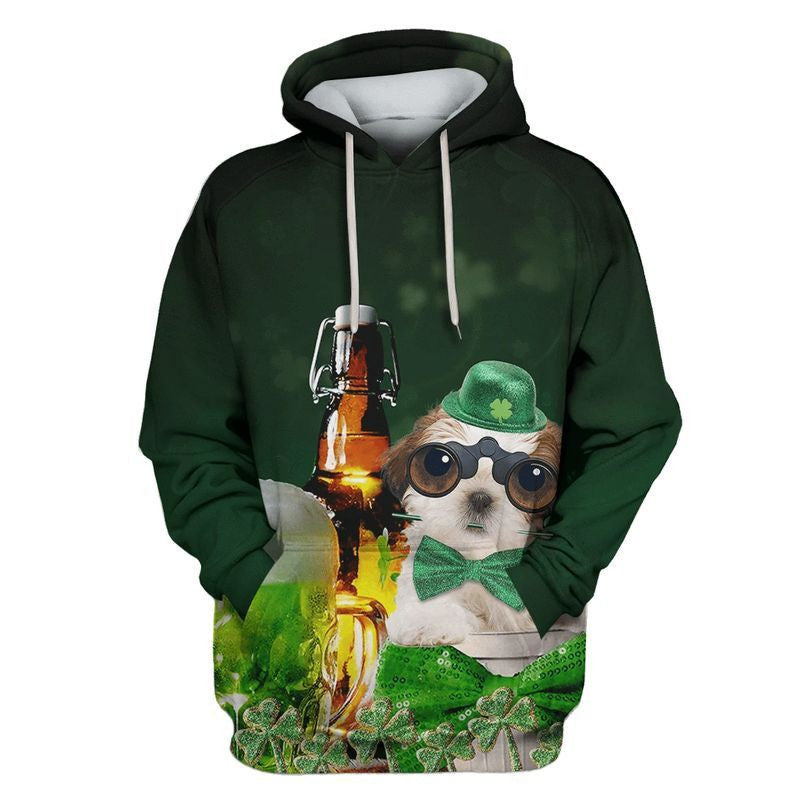 Shih Tzu Dog Saint Patrick's Day Over Print 3d Hoodie Zip Hoodie Moonbestprint
