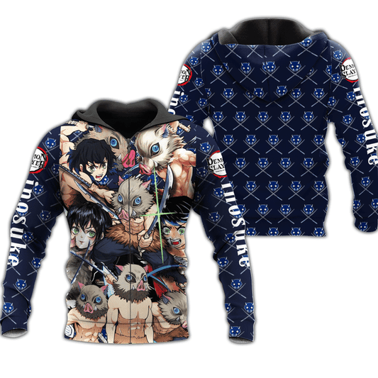 Inosuke Zip Demon Slayers Anime Manga For Men And Women 3d Hoodie Zip Hoodie Moonbestprint