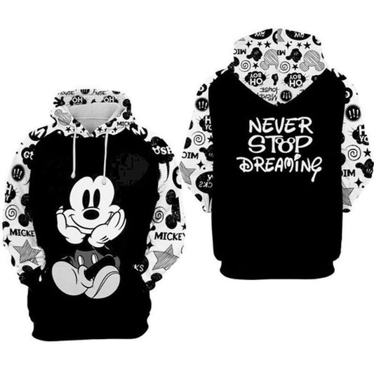 Mickey Mouse Disney Never Stop Dreaming All Over Printed Custom 3d Hoodie Moonbestprint