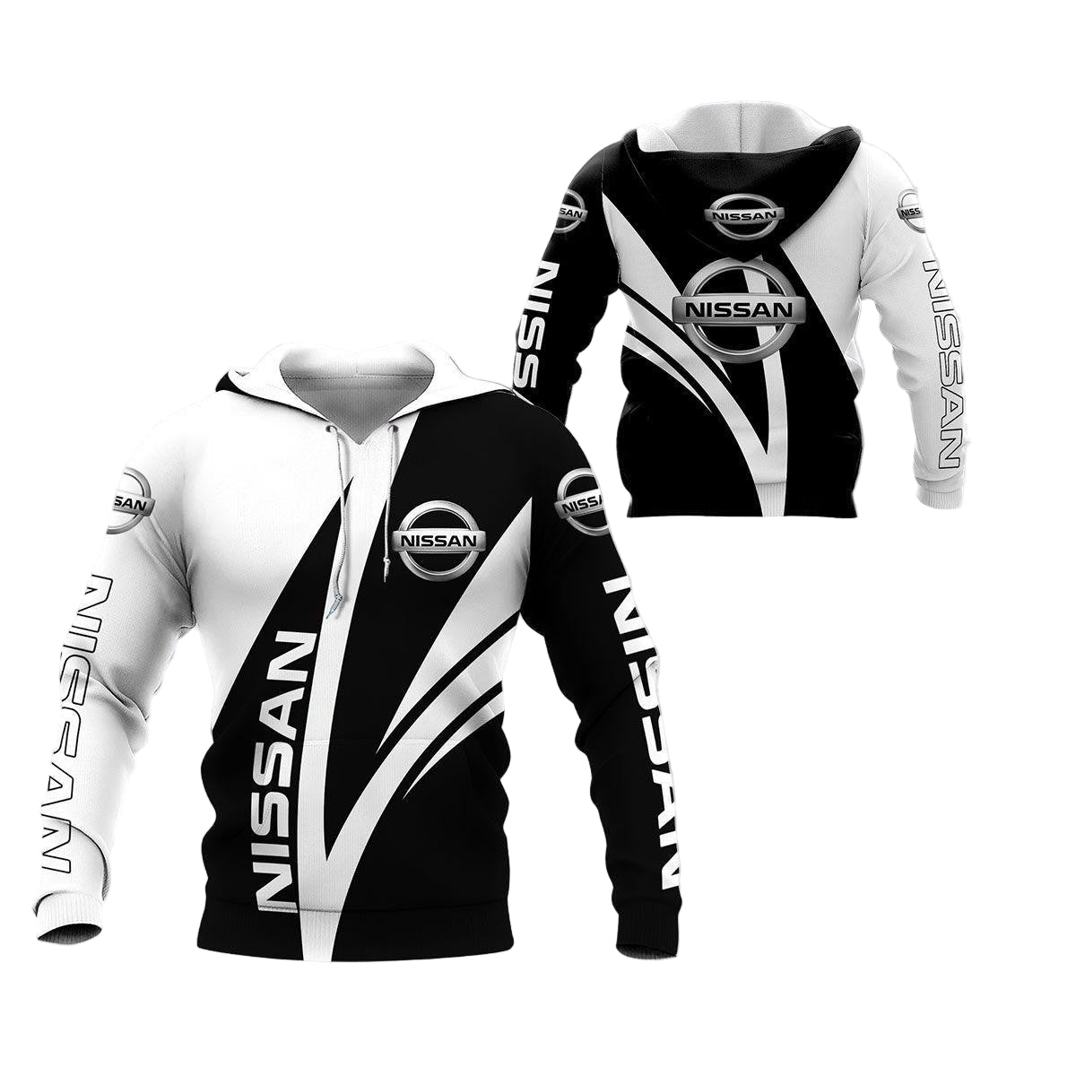 Nissan Black And White, Nissan Lover Gift All Over Print Hoodie, Zip Hoodie 182 Moonbestprint