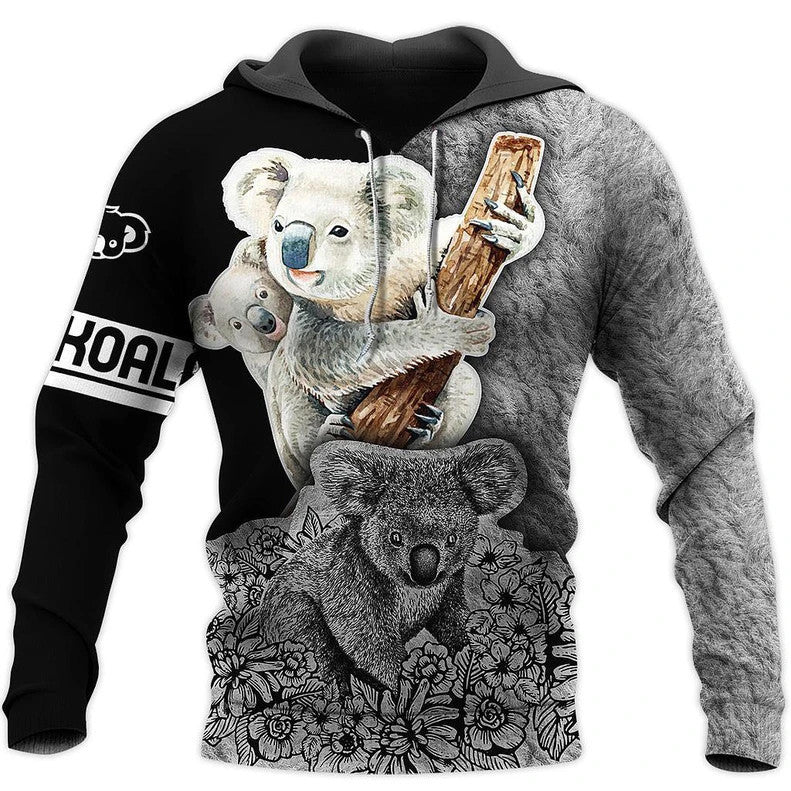 Family Of Koala Bears Holding Wood Hoodie 3d Moonbestprint
