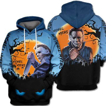 Halloween Hoodie Horror Hoodie Michael Myers Halloween Night Blue Hoodie Michael Myers 3d Hoodie Zip Hoodie Moonbestprint