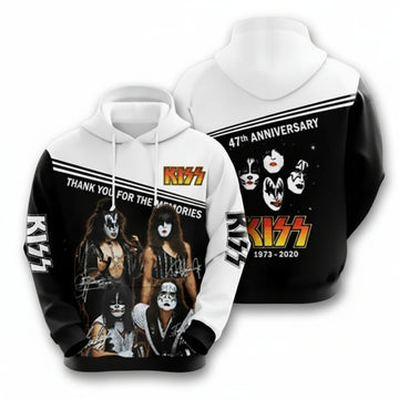 Kiss On Stage 47th Anniversary 1973 2020 Signature Design Gift For Fan Custom 3d Hoodie All Over Printed Hoodie Moonbestprint
