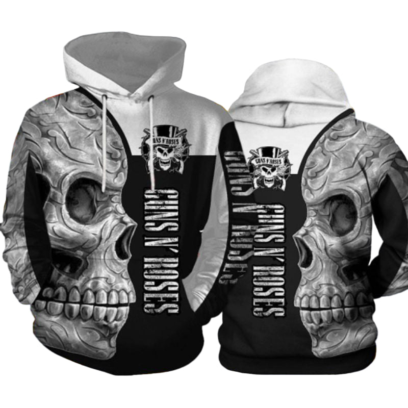 Black And White Guns N Roses Sugar Skull 3d Hoodie Moonbestprint