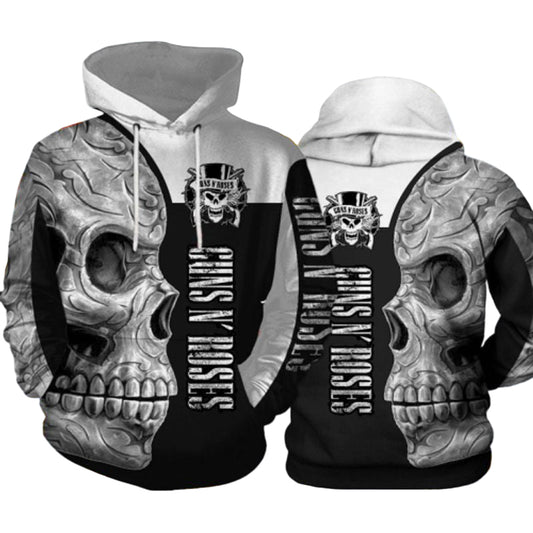 Black And White Guns N Roses Sugar Skull 3d Hoodie Moonbestprint