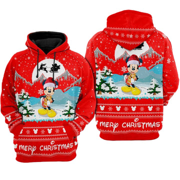 Mickey Disney Merry Christmas Over Print 3d Hoodie Zip Hoodie Moonbestprint