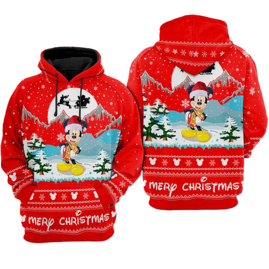 Mickey Disney Merry Christmas Over Print 3d Hoodie Zip Hoodie Moonbestprint