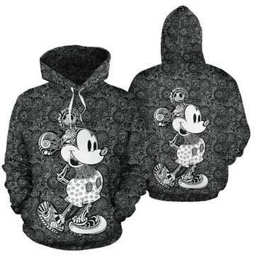Mickey Mouse Black Over Print 3d Hoodie Zip Hoodie Moonbestprint