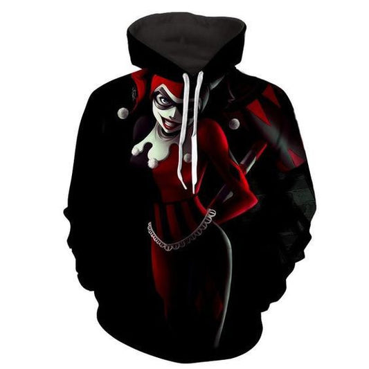 Harley Quinn Sexy Circus Clown Costume Black Hoodie Moonbestprint